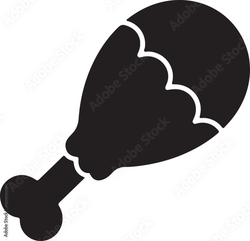 Chicken Drumstick Silhouette Isolated on Transparent Background