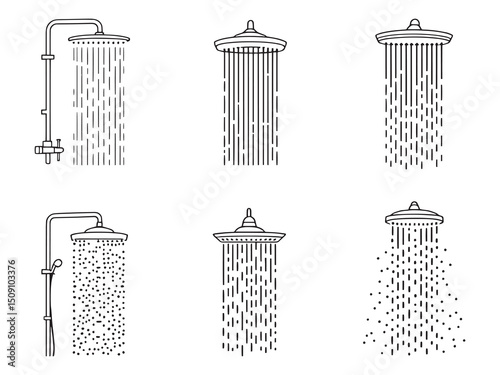 Modern Shower Head Line Drawing Design