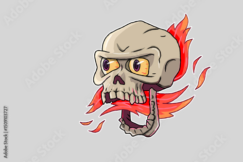 Vector flaming skull. Bold 2D t-shirt design, prints, posters, postcards.