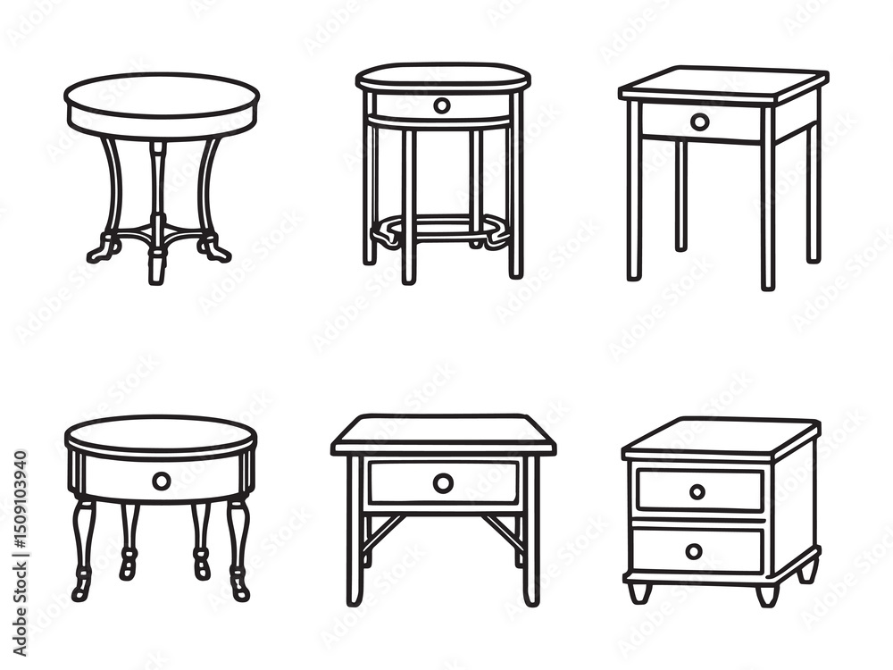 Fototapeta premium Side Table Outline Illustration Pack