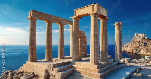The island of Rhodes is home to the Acropolis of Lindos, a celebrated travel destination and example of ancient Greek architecture