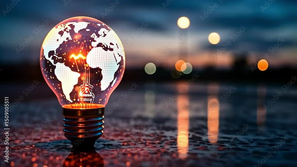 World map in lightbulb, innovation concept