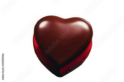 Heart shaped chocolate candy on black background