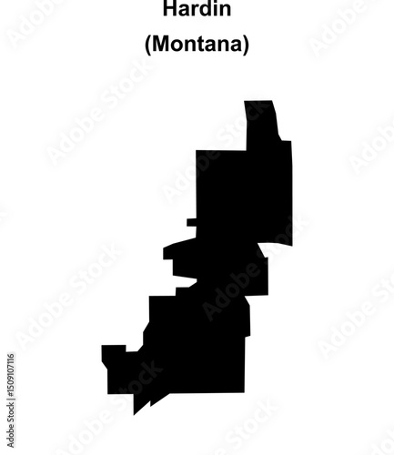 Hardin (Montana) blank outline map