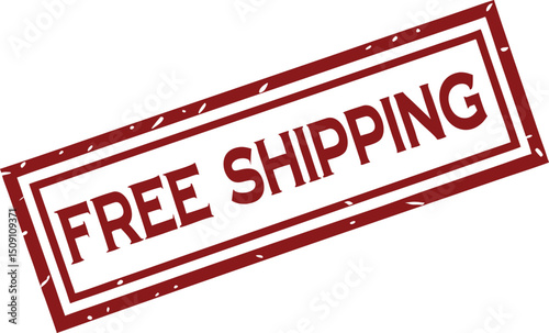 Free Shipping Stamp in Bold Red Ink, Rectangular Frame, Promotional Offer.