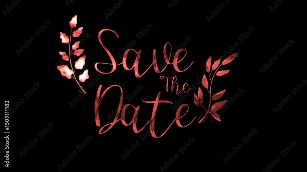 Words save the date in pink on a black background suitable for wedding invitations, social media posts, event announcements, and printables.
