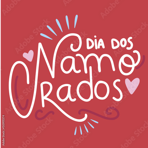 Dia dos namorados desenhado a mão lettering vermelho