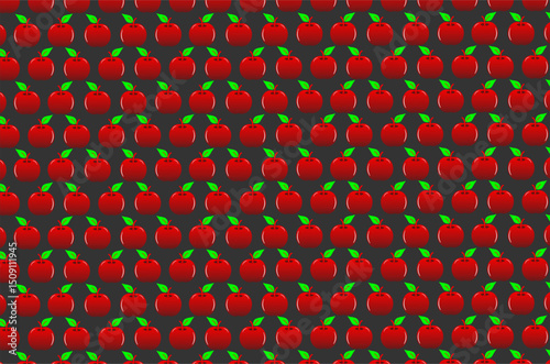 Seamless pattern of red apple background. Vector illustration.