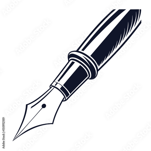 Vector sign writer logo fountain pen on white background, fountain pen icon, fountain pen logo. Adobe Illustrator Artwork