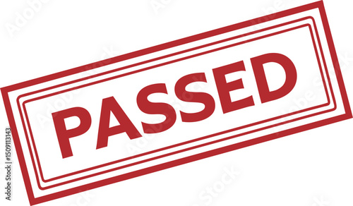 Red "Passed" stamp graphic element with white background and multiple border lines.