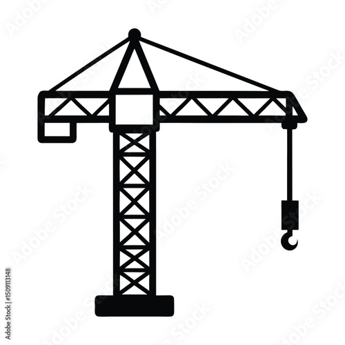 construction crane icon outline vector.