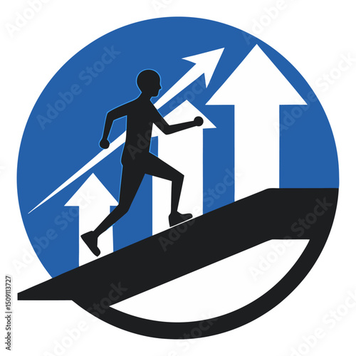 A businessman walking different paths toward success and growth