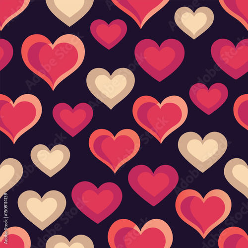 Seamless vector pattern of pink and red hearts, a romantic design perfect for Valentine's Day decorations