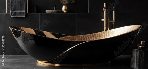 Luxury Black and Gold Freestanding Bathtub