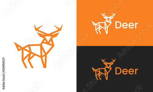 Line Art Deer animal monogram logo design vector ai generated