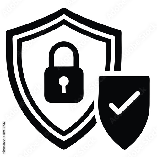 Secure Data Protection Robust Shield and Lock Vector Icon, EPS Format
