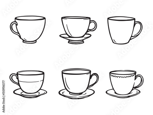 Teacup Modern Tea Cup Outline Illustration