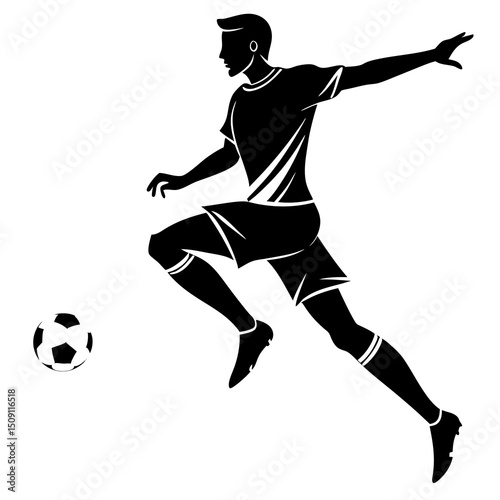 soccer player kicking ball silhouette dynamic pose