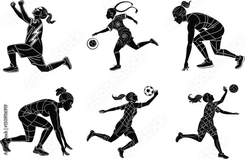 Empowering Female Athletes Silhouettes of Strength and Grace in Sports