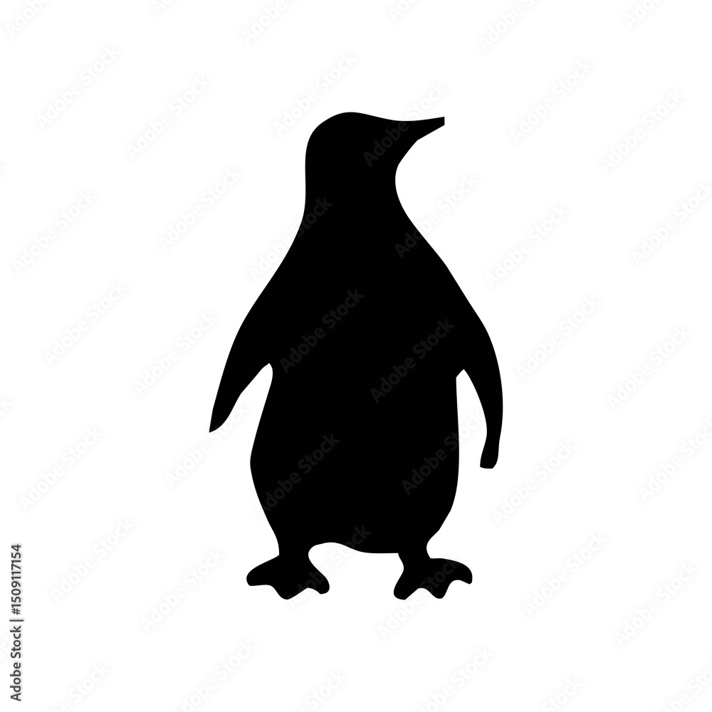 Fototapeta premium Cute penguin silhouette vector for polar animal themes, arctic wildlife illustrations, educational materials, kids art, and winter logo designs.
