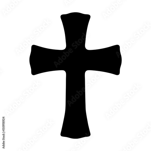 A simple black Christian cross on a white background, vector illustration