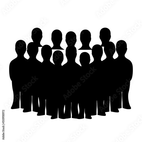 Silhouette of a group of people, representing a crowd or a team