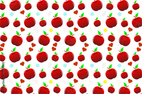 Seamless pattern of red apple fruit pattern for background and wallpaper. Isolated concept.