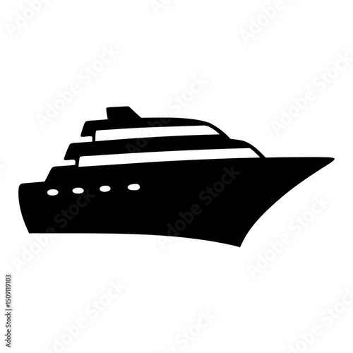 Silhouette of a luxury yacht with multiple decks cruising on the sea