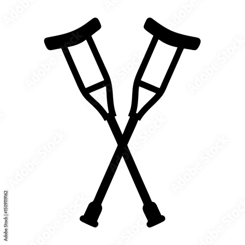 Overlapping pair of crutches symbolizing medical assistance and physical rehabilitation needs