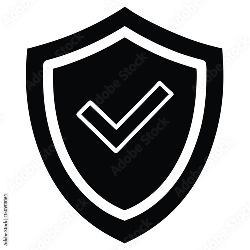 Secure Shield Checkmark Icon Vector EPS Illustration for Security, Protection, and Approval Concepts