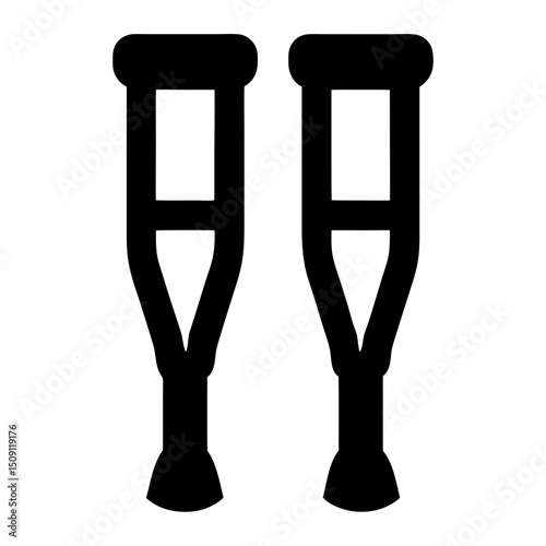 Pair of black crutches against a white background for mobility support