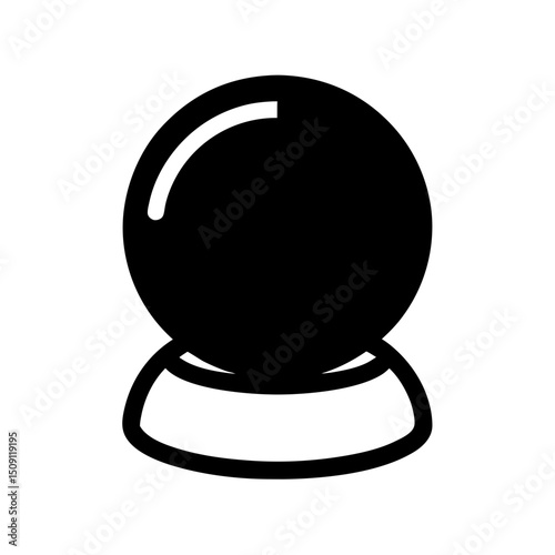 Minimalist Black Crystal Ball Icon with Stand Symbol for Divination