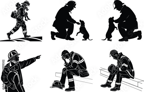 Firefighter Silhouettes Courage, Compassion, and the Weight of Duty