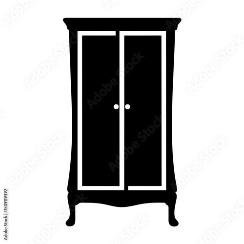 Elegant Antique Wardrobe Silhouette with Two Doors and Ornate Legs