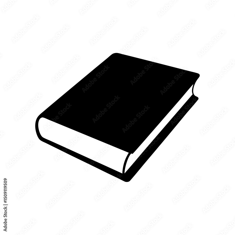Black covered hardback book with solid fill set on a white background Black covered hardback book with solid fill set on a white background