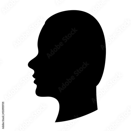 Silhouette of a human head in profile, on a white background