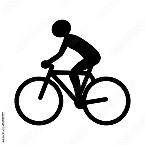 Simple Black and White Bicycle Rider Icon, perfect for transportation designs