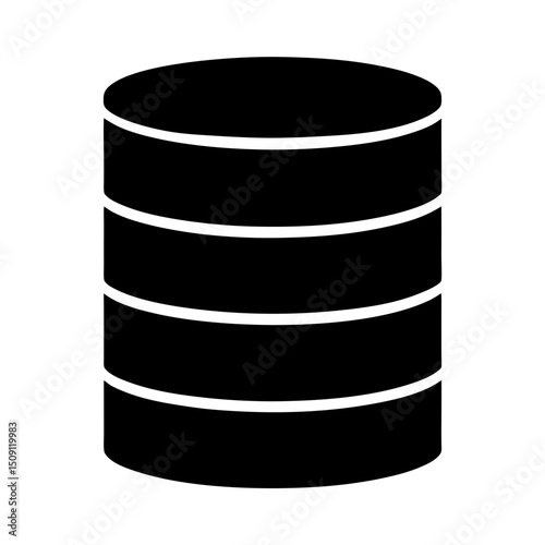Simple iconic representation of data storage resembling a database server stack