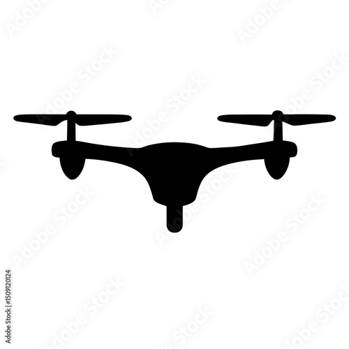Silhouette of a quadcopter drone with four propellers for aerial photography