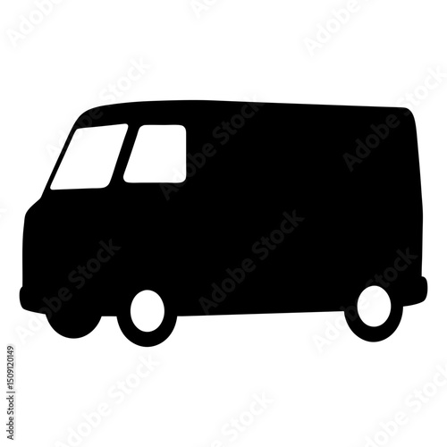 Silhouette of a classic van, showing a simple design, vehicle style