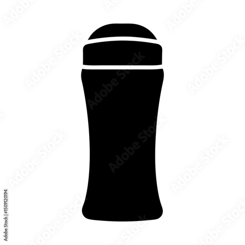 Simple Black Silhouette of Deodorant Container with Domed Cap on White Background