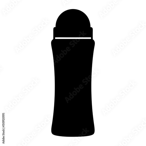 Isolated vector illustration of a roll on deodorant bottle in black color