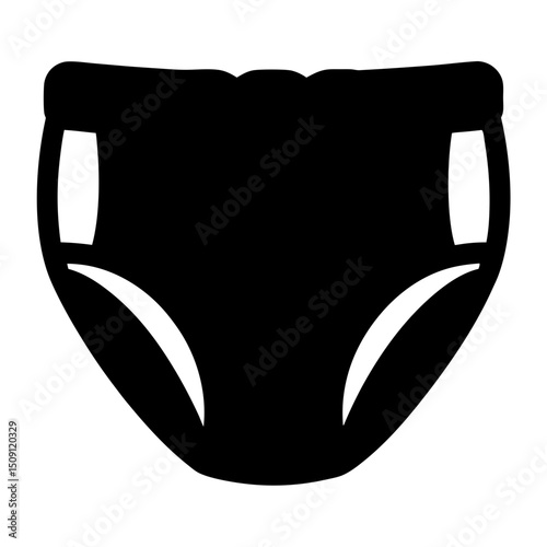 Silhouette of classic black briefs with a white background, perfect underwear illustration