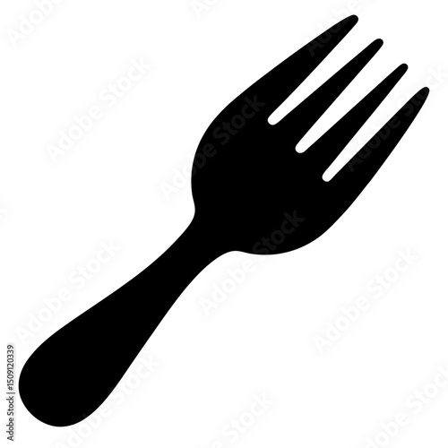 Black Silhouette Image of a Fork Utensil, Kitchen Implement for Dining
