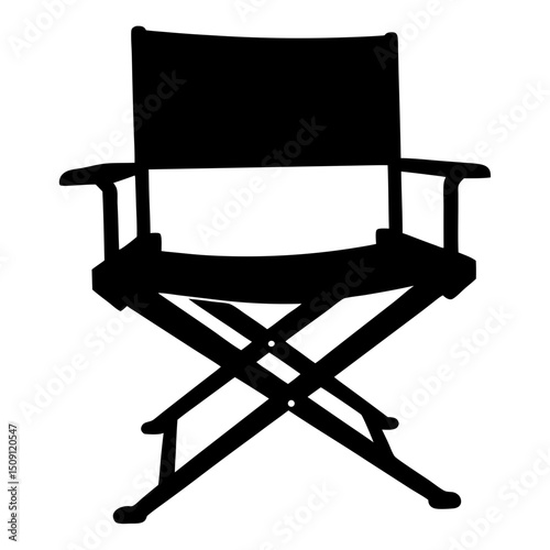 Silhouette of a directors chair, cinematic arts and stage production equipment