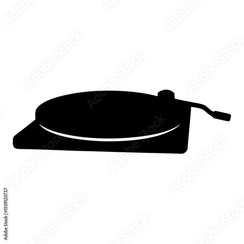 Black silhouette illustration of a vinyl record player turntable design