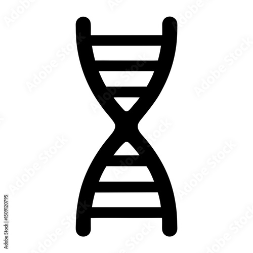 Silhouette of a DNA double helix structure in black and white colors