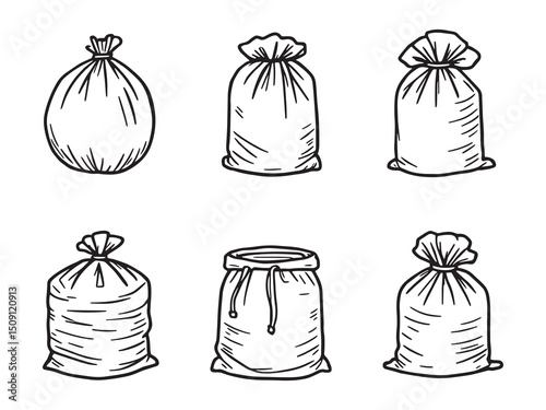 Trash Bag Line Art Vector Icons