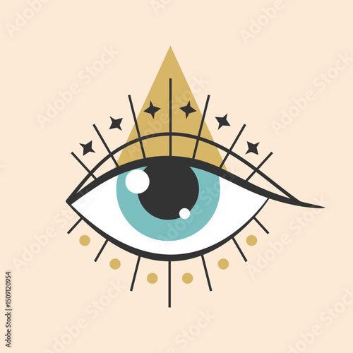 Celestial magical eye symbol emblem. All seeing eye. Vector illustration