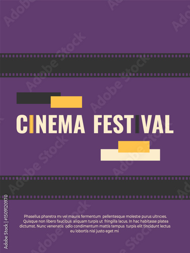 Vintage cinema festival poster minimalist design. Film festival flyer. Vector illustration